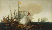 Cornelis Hendriksz Vroom Spanish Men-of-War Engaging Barbary Corsairs France oil painting artist
